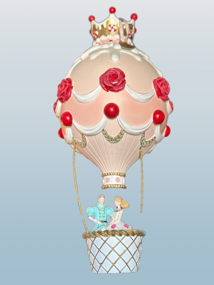 Balão com noivos decorado com rosas, em cerâmica